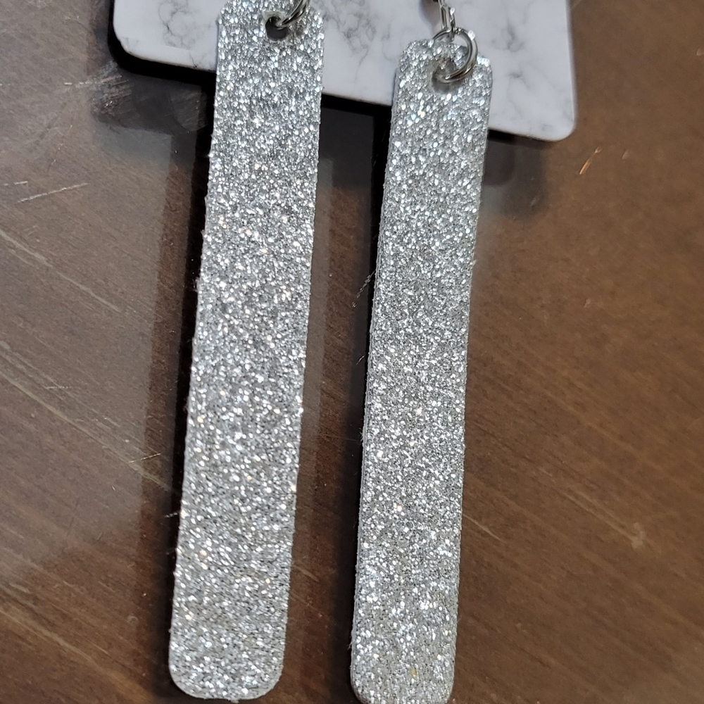 La Ti Da Handmade Creations Glitter Pleather 2.75" Earrings